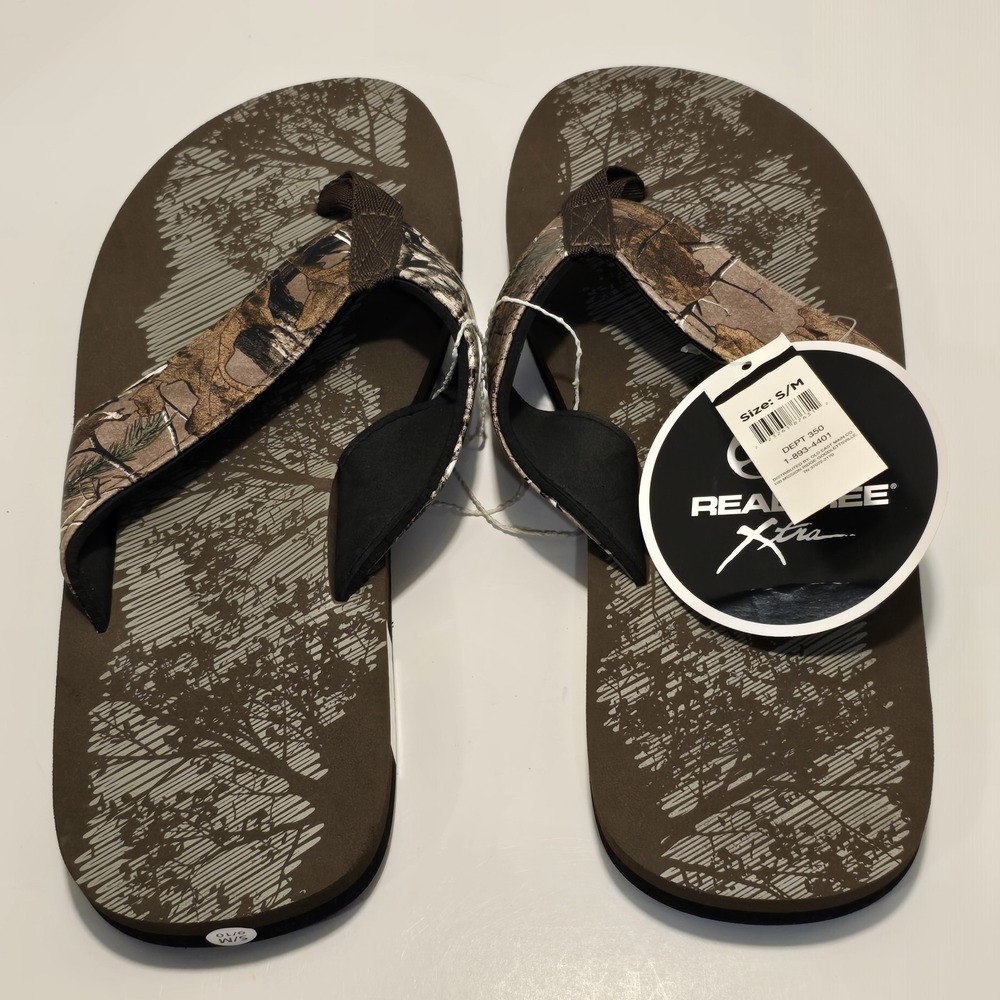 Realtree Xtra Men's Flip Flops Camouflage Sandal S/M‎ 9-10 Slip On